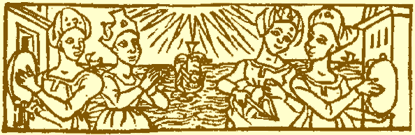 Medieval woodcut of musicians.